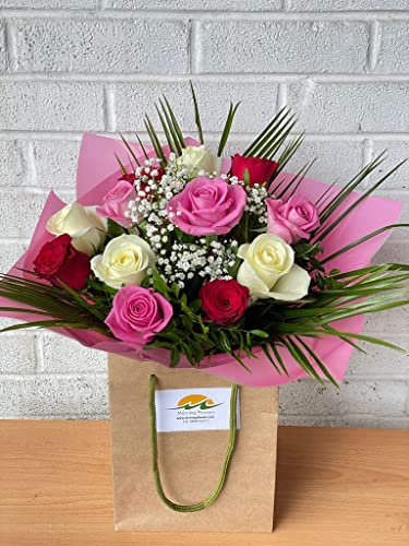 Roses Cluster Fresh Flowers for Next Day Delivery - Select Stunning Colourful Rose Fresh Mixed Flowers To Create The Perfect Anniversary Flowers-Birthday Flowers -Thank Gift