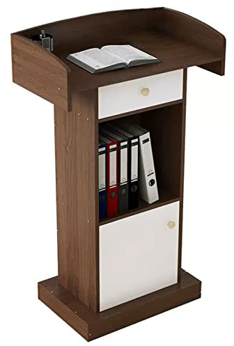 DAKAJA Holzpodium Hochbelastbares Podium für Klassenzimmer, Stehpult für Auditorium, Kirche, Konzert/Hosting-Empfang, Präsentationspult, Weiß und Braun