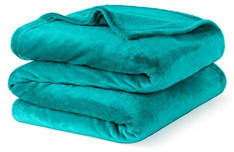 LIVIVO Flannel Fleece Blanket- Super Soft Cosy Cuddly Sofa Throw - Perfect For Bed, Sofa, Travel, Picnic & Camping- Single/Double/King (Ocean, Double)