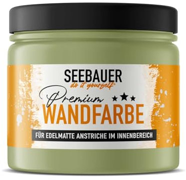 SEEBAUER diy Wandfarbe Grün 300ML für Innen (No. 712 Mystic Bamboo) Edelmatte hellgrüne Innenfarbe - Grüntöne sehr hohe Deckkraft - Matt, Abwaschbar und Tropffrei