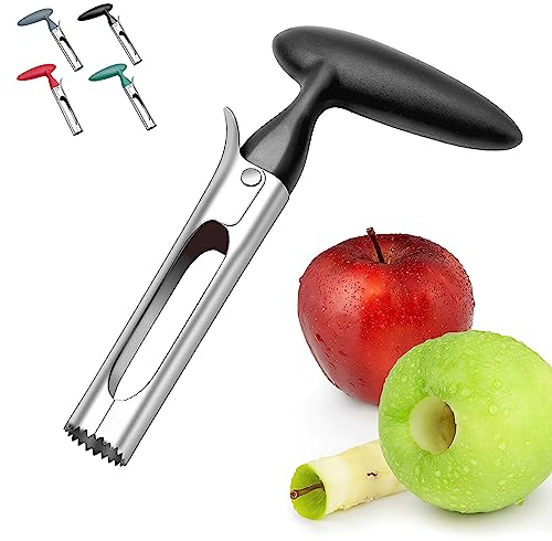 Senshuomy Apple Corer Remover,Premium Apple Corer with ABS Handle and Serrated Stainless Steel Blade - Easy-to-Use Apple Core Remover for Pears, Bell Peppers, Fujis, and Crispy Fruits-17.5cm(Black)