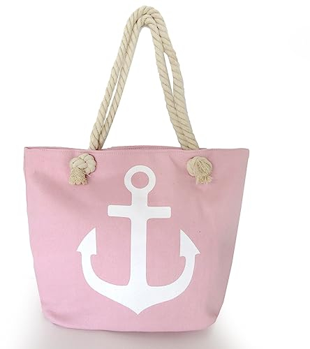 Sonia Originelli Strandtasche Anker Uni Marie Beachbag Shopper Maritim Farbe Rosa