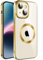 S. Dawezo Klare Magnetische Hülle für iPhone 14, kompatibel mit MagSafe Kabelloses Laden, Militärnorm Schutz, Kratzfest, Stoßfest, Schlanke Transparente Silikonhülle für iPhone 14 Hülle, Gold