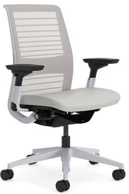 Steelcase Think Glow Up Ergonomischer Bürostuhl mit LiveBack Lumbalstütze, 4D-Armlehnen, nachhaltigem Design Möwengrau /Frost