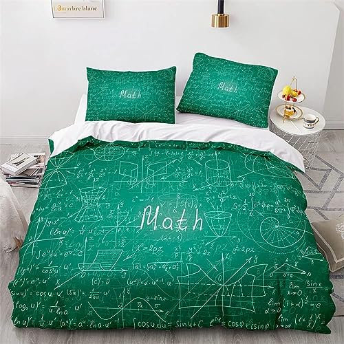 Mathematische Formel Bettwäsche 135x200 Grün Bettbezug Superweiche Mikrofaser 3 Teilig Mathematische Formel Bettwäsche-Sets + 2 Kissenbezug 80x80 cm mit Reißverschluss