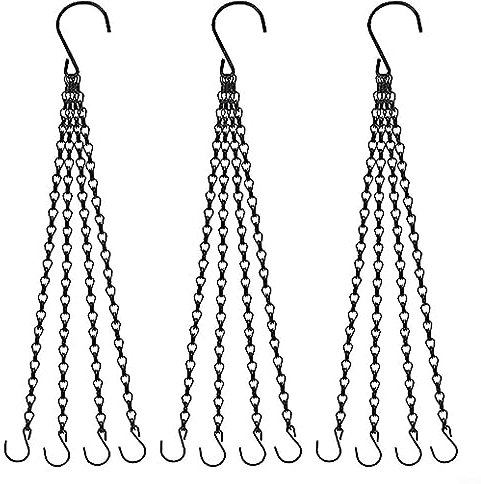 HEIBTENY 3Pcs Hanging Basket Chains 4 Point 23.5 Long Metal Replacement Adjustable Chain For Hang Bird Feeders, Plant Baskets, Flower Pots, Lanterns, Wind Chimes
