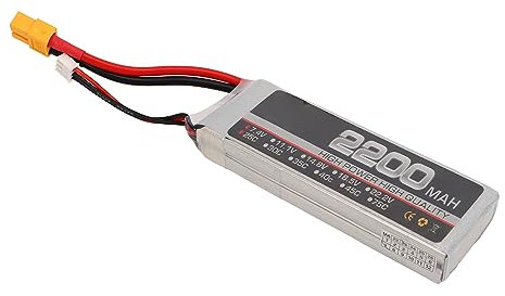 Alomejor Batterie Lipo à Taux de Décharge élevé 7,4 V 2S 2200 MAh, Puissance Exceptionnelle, Endurance Stable, Haute sécurité, Connexion Stable, Conception Professionnelle
