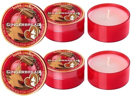 Dekohelden24 Dosenkerze/Duftkerze als 6er Set in Kunststoffschale, Weihnachtsduft, Duftrichtung Gingerbread, Größe: H/Ø ca. 2,5 x 5 cm, 40g je Kerze
