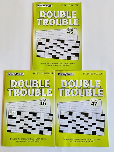 Volume Numbers 45, 46, and 47 of Double Trouble Crossword Puzzles from Penny Press Selected Series