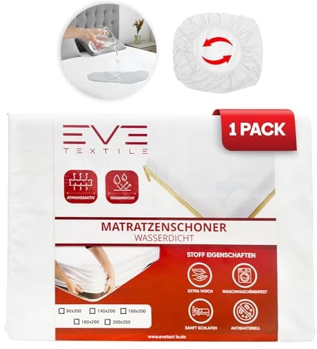 Eve Textile® Matratzen-Topper Wasserdichter Matratzenschoner 200x200 cm; Matratzenauflage, Inkontinenzauflage Matratzenbezug; Milben- & Nässeschutz; bis 30 cm Matratzenhöhe Boxspringbett Bett