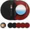Myir JUN Tischsets 6er Set, Tischsets Abwaschbar Platzsets Rund Ø 38cm Platzdeckchen Rund Doppelseitigen rutschfest Platzsets Kunstleder Leder Tischset Lederoptik (Rot Schwarz, 6er Set)