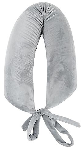 HOHXFYP Lendenwirbel Rollkissen für Bett, Ergonomischer Lendenwirbelstützgürtel, Verstellbare Träger für Den Unteren Rücken, Lendenwirbel Rollkissen für Ischias Zum Schlafen, Sitzen, Fahren, Grau