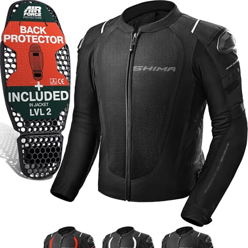 SHIMA MeshPro 2.0 Motorrad Jacke Herren mit Protektoren AirForce Rückenprotektor Motorradjacke Sommer Schulter Protektor Ellbogen Textiljacke Schutzjacken Protektorenjacke Stadt (Männer, Schwarz, XXL)