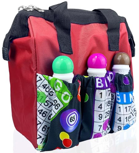 Bingo Dauber Tasche, Bingo-Taschen mit Taschen auf Ausverkauf, Bingo-Zubehör für Damen, Tragetasche, Geschenke für Bingo-Spiele-Liebhaber, Tragetasche für Bingo-Marker, Rot