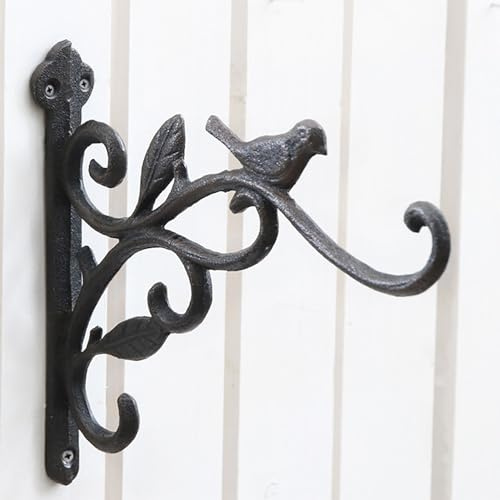 Annastore 1 x Wandhalterung aus Gusseisen - Vogel (22,5 x 3,5 x 19 cm) | Wandhalterung für Blumenampeln - Pflanzenhalterung - Wandhaken aus Eisen für Hängedeko