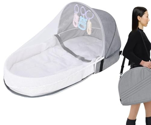 Zusammenklappbare Babywiege Für Die Reise, Tragbarer Stubenwagen, Zusammenklappbar Babybett Mit Moskitonetz, Tragbares Babybett Mit Spielzeug Und Netz, Waschbare Stubenwagen, Markise Und Spielzeug