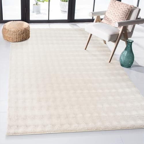 the carpet Cloudy Flauschiger Kunstfell Wohnzimmer Teppich, Hoch Tief Struktur und Bubble Form, Rutschfester Wohnzimmer Schlafzimmer Teppich, Weiß, 80 x 150 cm