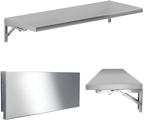 PQPQLI Edelstahl 304 Wandklapptisch 60x40cm, Stabiler Metallhalter