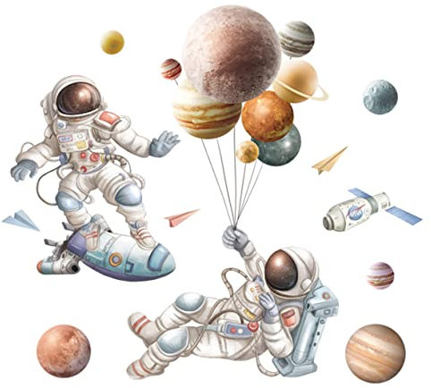 VICASKY Wandaufkleber Für Kinderzimmer Astronauten Weltraum-motive Wanddekoration Astronauten-aufkleber