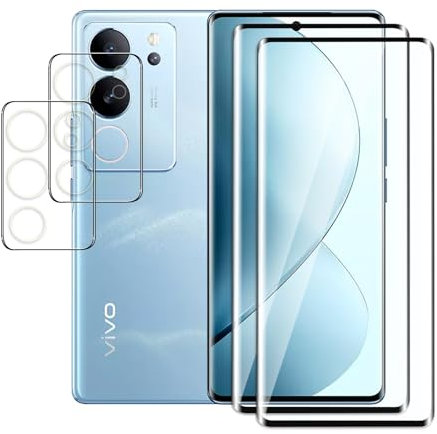 QZJinch 2+2 Stück,Panzer Schutz Glas für vivo V29 5g,3D-Vollabdeckung,9H-Härte,Anti-Öl,Anti-Fingerabdruck,HD Schutzglas,Bläschenfrei,High Sensitivity