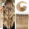 VINBAO Seamless Tape Extensions Echthaar Balayage Aschbraun bis Karamellblond Echthaar Remy Unsichtbar Tape Echthaar 20 Stück 50g 40cm Tape in 16 Zoll #10/16/16