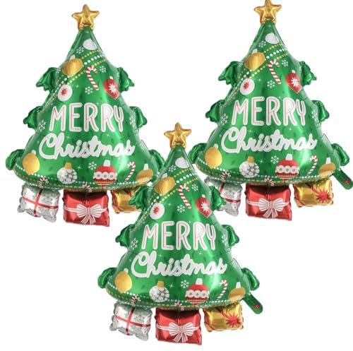 Weihnachtsballons,3 Stück Folienballon Weihnachten Deko,Folien Weihnachts Folienballons, Weihnachtsbaum Luftballons,Weihnachtsluftballon,für Weihnachtsdeko Geburtstag Party Dekoration