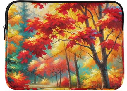 Mallette de transport pour ordinateur portable - Housse de transport colorée - Motif feuilles d'automne