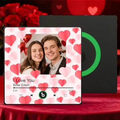 Personalisierte Geschenke Valentinstag für Sie Ihn Frauen Männer, Valentinstagsgeschenk für Freundin Freund, Kühlschrankmagnet mit Musik Foto, Spotify Magnete, Foto Geschenke für Jahrestag Geburtstag