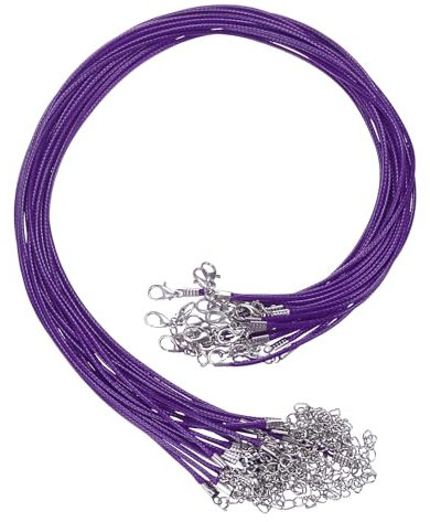 sourcing map 20Pcs Waxed Necklace Cord Bulk Dark Purple 1.5mm Dia 18 Necklace String Rope with Chain Clasp for Pendants Bracelets Jewelry Making Supplies Accessories