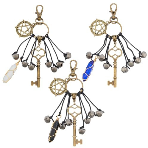 OLYCRAFT 3 Stück Hexenglocken Schutz Für Türklinke Legierung Hexenglocken Aufhänger Hexenglocke Magische Schlüssel Hexenglocken Hexen Windspiele Mit Glaskugel Anhänger Für Heimdekoration