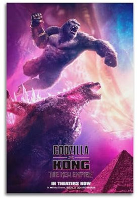 VIHOYOM Godzilla X Kong The New EmpirePoster, Foto-Leinwand, Poster, Kunstwerk, Leinwand, Aall-Kunst, Raumdekoration, Hängetabelle, Druck, Leinwand, Druck, Raumästhetik, Unframe-Stil, 30 x 45 cm