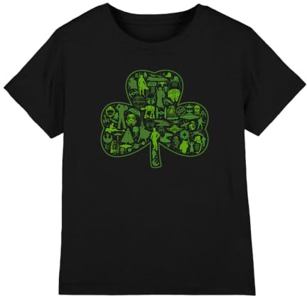 Star Wars St Patrick's Day Clover Icons Unisex Kids T Shirt, Black, 12-13 Years