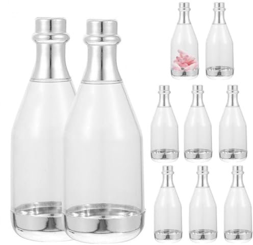 Glixoft 10 Pcs Champagne Candy Bottle Mini Champagne Candy Box, Plastic Clear Candy Box Champagne Bottle Shaped Box for Wedding Bridal Shower, Baby Shower, Christmas