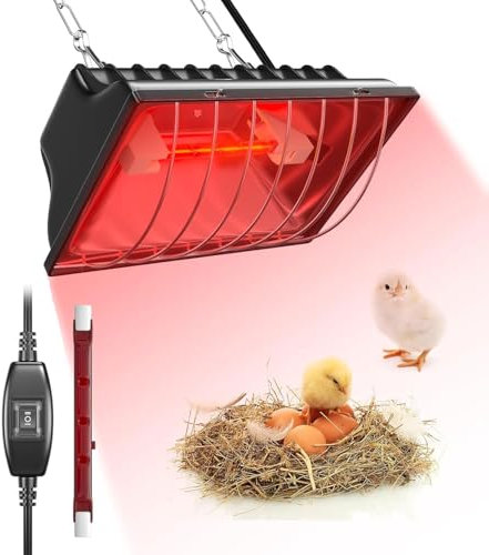 GlowUp Wärmelampe für Küken, 275W Heizlampe Hühnerstall, Dimmbare Heizplatte Lampenwärmer, mit verstellbarer Hängender Kette, wasserdicht, Geflügel Coop Heizung für Hühner, Enten, Welpen, Vieh
