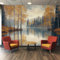 Autumn Tree Lake Wallpaper Mural, 3D Effect Pine Trees Nature Landscape Photo Wallpaper, 400cmx280cm Silk Cloth Wall Art Roll Wallpapers for Wall Covering