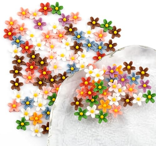 Miniatur Blumen Deko, 100 Stück Resin Mini Figuren, Feengarten Zubehör Basteln, Blumen Kunstharz, Flowers Crafts für Puppenhausdekoration Miniaturen Garten