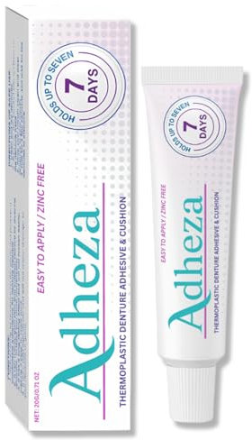 Adheza Colle AdhéSif Pour Dentier, Adheza Pour ProthèSe Dentaire, Adheza Fixation Dentaire Pour Tous Les Jours Femmes Hommes Adultes (1, 20g)