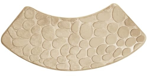 Tapis de douche incurvé antidérapant, super absorbant, lavable en machine, tapis de salle de bain en forme d'éventail, kaki