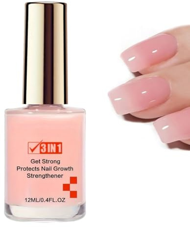Nail Strengthener for Women: 3 in 1 Nail Polish Pink Extra Strong and Growth Hard Nail Polish for Weak and Damaged Nails, 12 ml (Pack of 1)