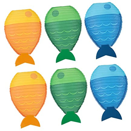 NOLITOY 6 Stück Fischförmige Papierlaternen Kreative Dekorative Lampions Blau Grün und Gelb für Partys Hochzeiten Geburtstagsfeiern und Robust und Vielseitig Einsetzbar