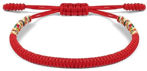 Aucuu Portafortuna Braccialetto, Braccialetti Intrecciati, Braccialetti Amicizia Intrecciati, Tibetano Amicizia Corda Bracciale, Bracciali Fatto a Mano, Bracciale Regolabile per Donne Uomo Bambini