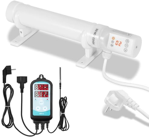 Jaxguom Gewächshausheizung, 60W Gewächshausheizung mit Thermostat Timer, Zeitplan und Zyklusfunktion, 34cm Gewächshaus Heizung für Pflanzen Gartenhaus Gewächshäuser