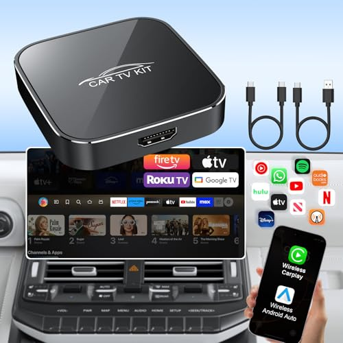 3 in 1 Car TV Mate Pro con Wireless CarPlay & Android Auto Adapter, Convertitore HDMI Multimedia TV Stick, Streaming da Fire T V/Console/YouTube/Netflix in auto per CarPlay cablato