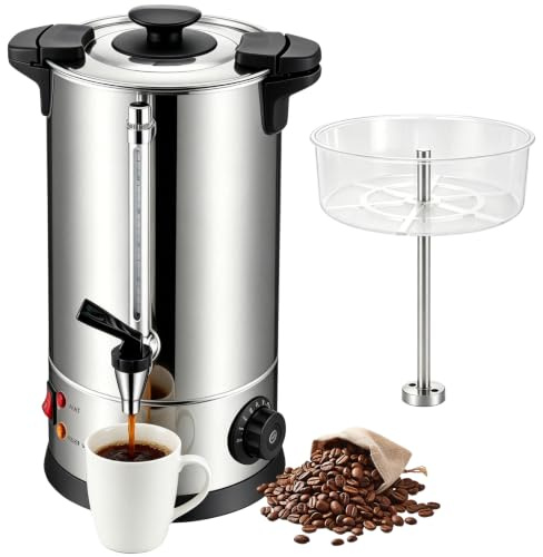 Vehiwell Cafetera Gastro 15L, cafetera con filtro de acero inoxidable | Capacidad 100 tazas, cafetera de acero inoxidable, para eventos y catering, para calentador de agua, té