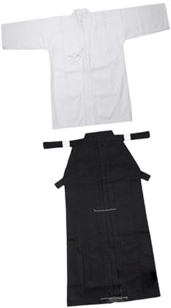 Fxzqgnh Set Uniforme Da Kendo, Judo, Uomo E Donna, Dobok, Abbigliamento, Abito Tradizionale Da Samurai, Bianco e nero, 185 cm