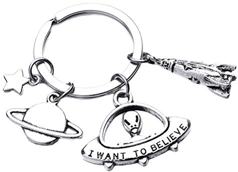 Amosfun Keychain UFO möchte glauben, Charm Key Holder für Bag Rocket