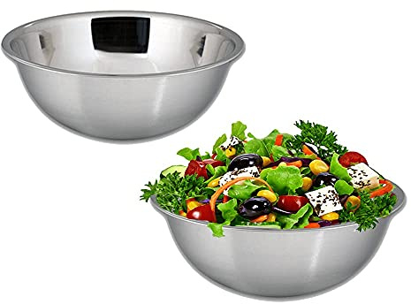 Kosma Set of 2 Stainless Steel Mixing Bowls - 20 cm (1.5 Litre) | Medium Salad, Pudding, Food Prep, Serving & Marinating Bowls