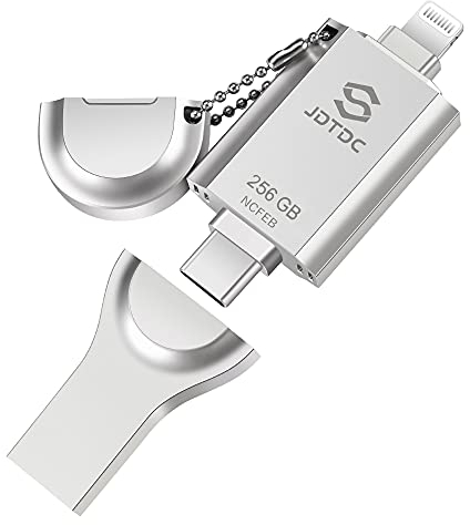 MFi-zertifizierter 256GB Foto-Stick-iPhone-15 iPad-Speicherstick Speichererweiterung-für-iPhone-USB C Speicher USB-Stick-Lightning-iPhone-Flash-Laufwerk 3 in 1 USB C Stick Handy Android iPad-Memory