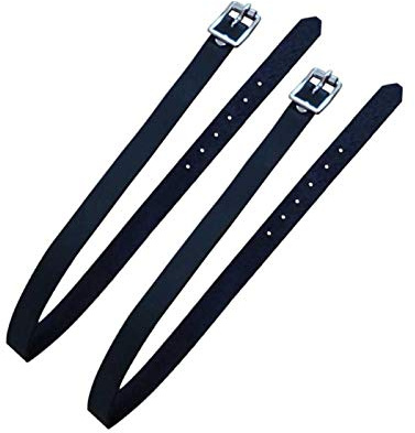 Faderr Equestrian Leather Spur Straps with Buckle, Solid Spur Strap Horse Riding PU Leather Accessories Leather Spur Straps(Black)
