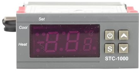 Controlador de temperatura digital multiusos STC-1000, termostato de refrigeración y calefacción con sensor NTC para fermentador de cerveza casera, incubadora de nevera, invernadero(12V)